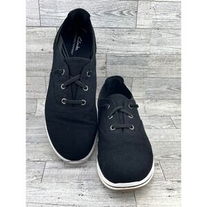 Clarks Cloudsteppers Black Canvas Lace Up Sneakers Women's Size 11 Comfort Shoes